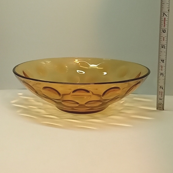 Vintage Hazel Atlas Capri dot amber glass serving bowl. No flaws - Picture 4 of 7